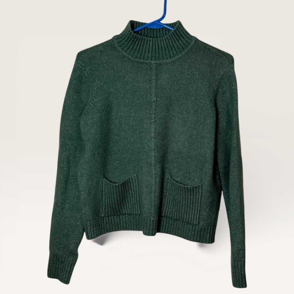 Marled Reunited Clothing Knitwear Forest Green Mock Neck Sweater Size M Pockets